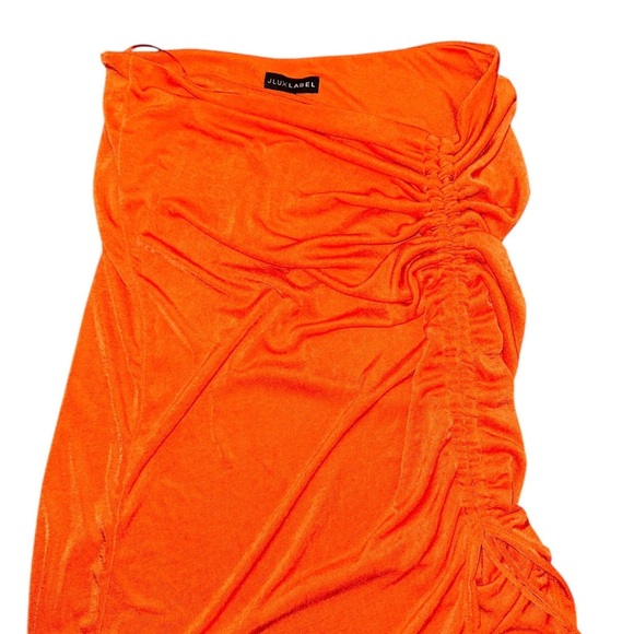NWT JLUXLABEL Women’s Orange Strapless Ruched Side-Slit Dress - Size XXL - Picture 3 of 8